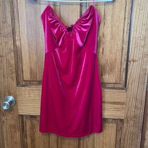 So Hot Pink Strapless Velvet Dress